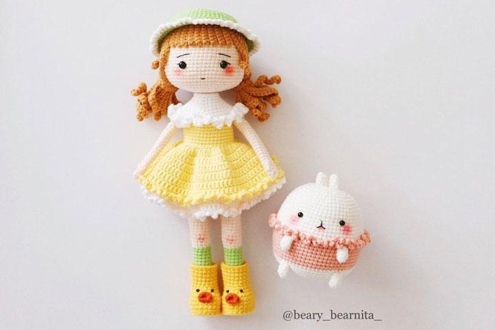 Chart móc búp bê len miễn phí dễ thương - free pattern của Beary Bearnita