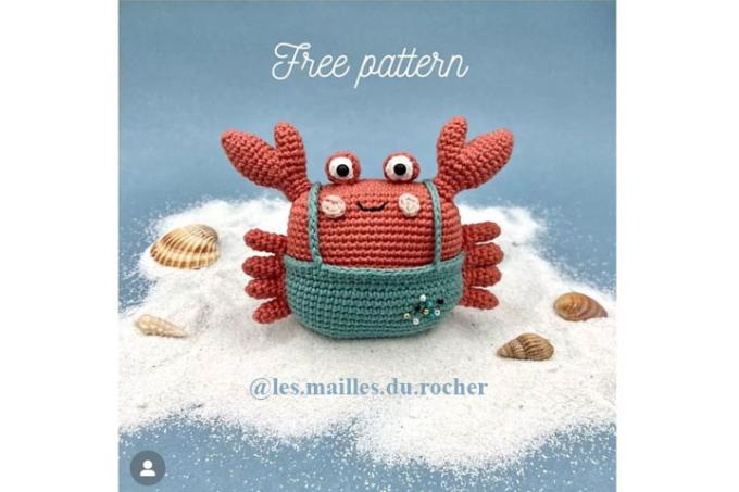 Chart móc con cua bằng len bảnh trai - free pattern của @les.mailles.du.rocher