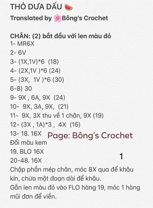 Cái má phính, đôi mắt sâu hút hồn và cái miệng cười dễ thương của bé thỏ dưa hấu - chart free của Betugurumi - thật dễ khiến người ta yêu ngay từ cái nhìn đầu tiên. Chart móc thỏ mặc quần yếm dưa hấu này khá chi tiết nên bạn yên tâm mình sẽ tạo ra một bé thỏ xinh yêu hết nấc cho mà xem! "Ai yêu em thỏ/ Thì làm được thôi!".