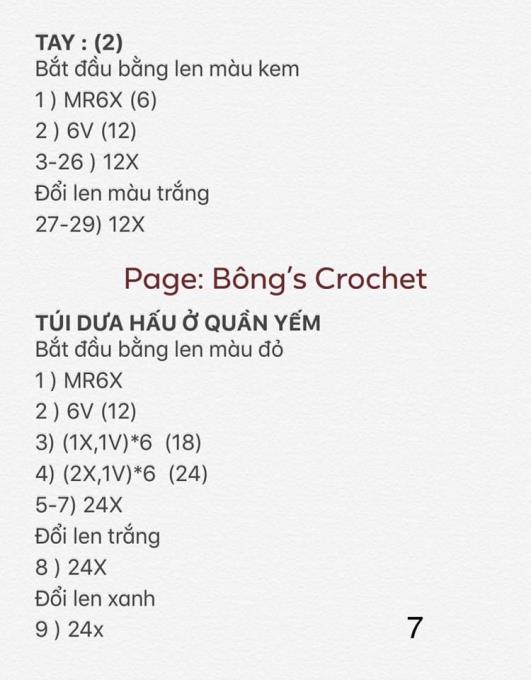 Cái má phính, đôi mắt sâu hút hồn và cái miệng cười dễ thương của bé thỏ dưa hấu - chart free của Betugurumi - thật dễ khiến người ta yêu ngay từ cái nhìn đầu tiên. Chart móc thỏ mặc quần yếm dưa hấu này khá chi tiết nên bạn yên tâm mình sẽ tạo ra một bé thỏ xinh yêu hết nấc cho mà xem! "Ai yêu em thỏ/ Thì làm được thôi!".