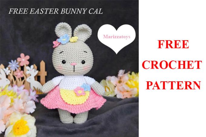 Chart móc thỏ Phục Sinh bằng len cute - free pattern của Marizzatoys