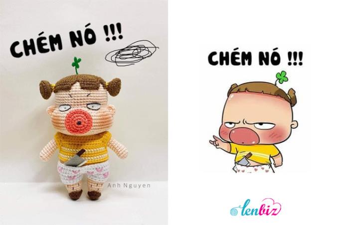 Gấu bông Quỳnh Aka bằng len siêu cute khiến chị em lenbiz cười nghiêng ngả
