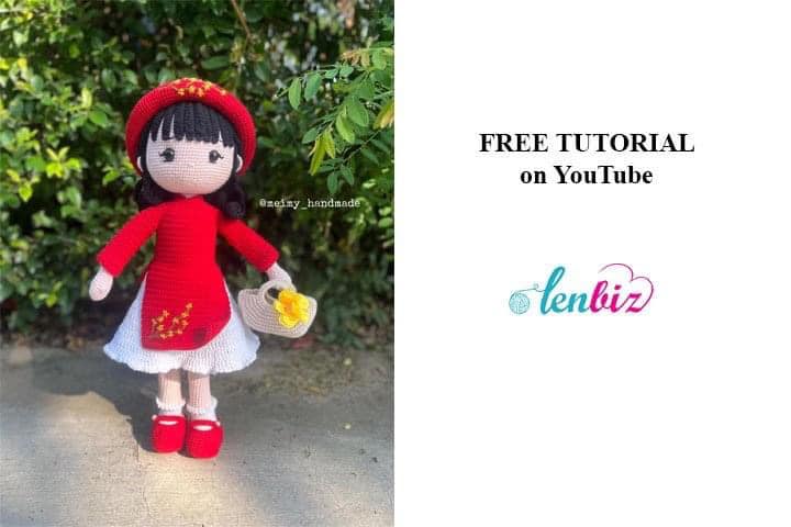 Hướng dẫn móc búp bê mặc áo dài cách tân dễ thương cao 50cm - video miễn phí trên YouTube