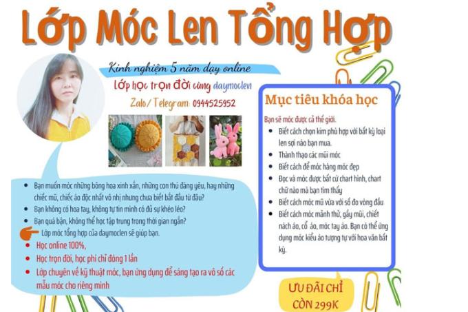 Khóa học móc len online cho người mới bắt đầu - cơ bản và nâng cao
