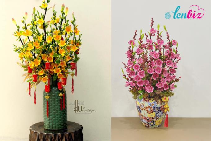 Lenbiz rộn ràng móc hoa mai hoa đào chưng Tết Tân Mùi