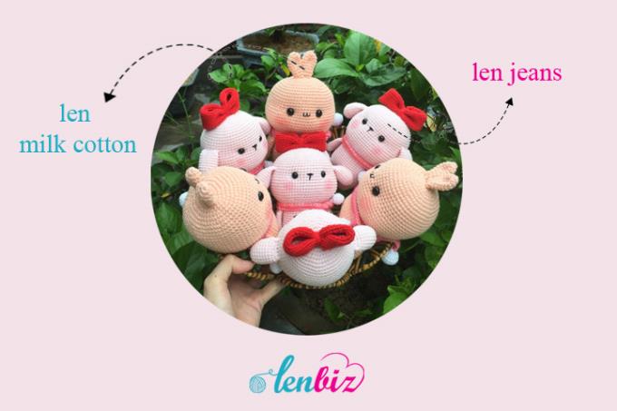 So sánh len Milk Cotton 125g và len Jeans YarnArt chuyên móc thú bông len