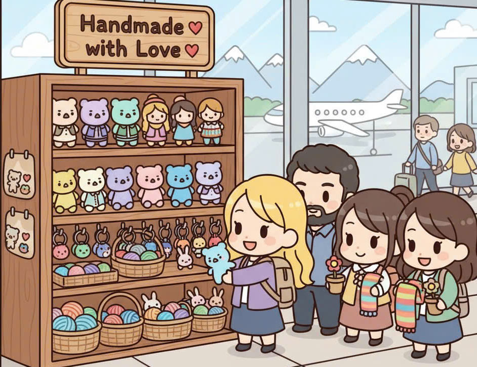 “Một con gấu len nhỏ xíu ở sân bay giá 50 đô – mà vẫn có người mua…” “Ủa, sao đắt dữ vậy, không phải cũng là len với kim móc thôi sao?” Nhiều người không hiểu nổi tại sao đồ len handmade ở sân bay lại “đắt” như vậy. Nếu từng đi qua các quầy hàng lưu niệm ở sân bay quốc tế – từ Tân Sơn Nhất, Nội Bài đến Đà Nẵng, chắc hẳn bạn sẽ bắt gặp vài món đồ len nhỏ xinh: một chú gấu ôm tim, một con mèo đeo khăn, hay chiếc túi móc tay mini gắn tag “Made in Vietnam”. Giá của chúng không dưới 50-100 USD – gấp hàng chục lần so với sản phẩm tương tự được bán ở chợ hay shop online. Giá đồ len handmade cao như vậy hoàn toàn có cơ sở.